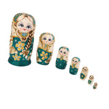 Maxbell 7PCS Painted Wooden Girl with Braided Hair Russian Nesting Dolls