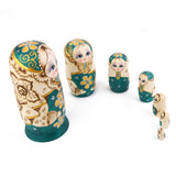 Maxbell 7PCS Painted Wooden Girl with Braided Hair Russian Nesting Dolls