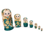 Maxbell 7PCS Painted Wooden Girl with Braided Hair Russian Nesting Dolls