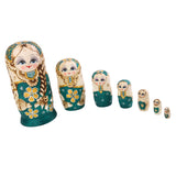 Maxbell 7PCS Painted Wooden Girl with Braided Hair Russian Nesting Dolls