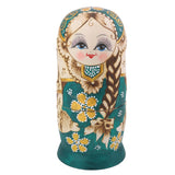 Maxbell 7PCS Painted Wooden Girl with Braided Hair Russian Nesting Dolls