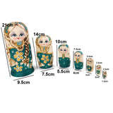 Maxbell 7PCS Painted Wooden Girl with Braided Hair Russian Nesting Dolls