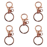 Maxbell 5pcs Swivel Lobster Clasp with Split Ring for Keychain 65mm Rose Gold