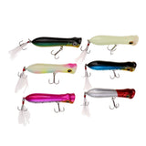 Maxbell 6pcs Popper Floating Lure Hard Plastic Fishing Lure Artificial Bait Hook Lifelike