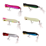 Maxbell 6pcs Popper Floating Lure Hard Plastic Fishing Lure Artificial Bait Hook Lifelike