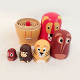 Maxbell Set of 6pcs Painted Wooden Animals Nesting Dolls Matryoshka Russian Doll Kids Gift