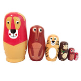 Maxbell Set of 6pcs Painted Wooden Animals Nesting Dolls Matryoshka Russian Doll Kids Gift