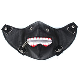 Maxbell Spooky Zipper Teeth Black PU Leather Half Face Mask Motorcycle Rider Gothic Steampunk Mask Windproof Dustproof Mask