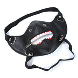 Maxbell Spooky Zipper Teeth Black PU Leather Half Face Mask Motorcycle Rider Gothic Steampunk Mask Windproof Dustproof Mask