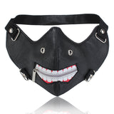 Maxbell Spooky Zipper Teeth Black PU Leather Half Face Mask Motorcycle Rider Gothic Steampunk Mask Windproof Dustproof Mask