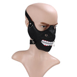 Maxbell Spooky Zipper Teeth Black PU Leather Half Face Mask Motorcycle Rider Gothic Steampunk Mask Windproof Dustproof Mask