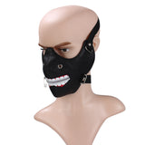 Maxbell Spooky Zipper Teeth Black PU Leather Half Face Mask Motorcycle Rider Gothic Steampunk Mask Windproof Dustproof Mask