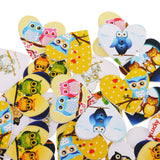 Maxbell 50 Pieces Wood Button 2-holes Heart Shape Owl Button for DIY Sewing Scrapbooking