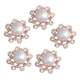 Maxbell 5 Pieces Flower Crystal Pearl Flatback Buttons Embellishments Jewelry Findings for Wedding Crafts 25mm