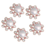 Maxbell 5 Pieces Flower Crystal Pearl Flatback Buttons Embellishments Jewelry Findings for Wedding Crafts 25mm