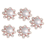 Maxbell 5 Pieces Flower Crystal Pearl Flatback Buttons Embellishments Jewelry Findings for Wedding Crafts 25mm