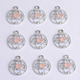 Maxbell 10 Pieces Round Alloy Crystal Pendants Charms Jewelry Making Accessories for DIY Necklace Craft Hanging Decoration