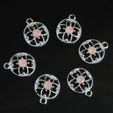 Maxbell 10 Pieces Round Alloy Crystal Pendants Charms Jewelry Making Accessories for DIY Necklace Craft Hanging Decoration