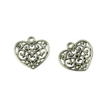 Maxbell 30 Pieces Whoeslae Tibetan Silver Filigree Hollow Heart Charms Pendants DIY Beads Fit Necklace Bag Charms