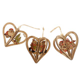 Maxbell 3 Sets Christmas Hanging Ornaments Christmas Decoration Wooden Heart Pendant Crafts Embellishments Christmas Tree Decorations