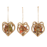 Maxbell 3 Sets Christmas Hanging Ornaments Christmas Decoration Wooden Heart Pendant Crafts Embellishments Christmas Tree Decorations