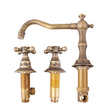 Maxbell Bronze Two Handles Three Holes Bathroom Sink Faucet Cold & Hot Mixed Rotate Water Faucet