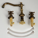 Maxbell Bronze Two Handles Three Holes Bathroom Sink Faucet Cold & Hot Mixed Rotate Water Faucet