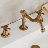 Maxbell Bronze Two Handles Three Holes Bathroom Sink Faucet Cold & Hot Mixed Rotate Water Faucet