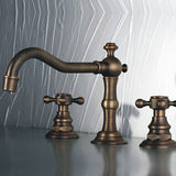 Maxbell Bronze Two Handles Three Holes Bathroom Sink Faucet Cold & Hot Mixed Rotate Water Faucet