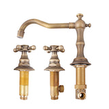 Maxbell Bronze Two Handles Three Holes Bathroom Sink Faucet Cold & Hot Mixed Rotate Water Faucet