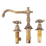 Maxbell Bronze Two Handles Three Holes Bathroom Sink Faucet Cold & Hot Mixed Rotate Water Faucet