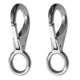 Maxbell 2 Pack 316 Stainless Steel Silver Spring Loaded Fixed Eye Snap Hook (1#) - Marine/Boat/Sailing/Shade/Sail Clip