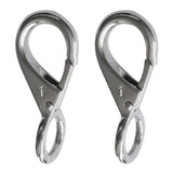 Maxbell 2 Pack 316 Stainless Steel Silver Spring Loaded Fixed Eye Snap Hook (1#) - Marine/Boat/Sailing/Shade/Sail Clip