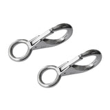 Maxbell 2 Pack 316 Stainless Steel Silver Spring Loaded Fixed Eye Snap Hook (1#) - Marine/Boat/Sailing/Shade/Sail Clip
