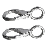 Maxbell 2 Pack 316 Stainless Steel Silver Spring Loaded Fixed Eye Snap Hook (1#) - Marine/Boat/Sailing/Shade/Sail Clip