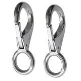 Maxbell 2 Pack 316 Stainless Steel Silver Spring Loaded Fixed Eye Snap Hook (1#) - Marine/Boat/Sailing/Shade/Sail Clip
