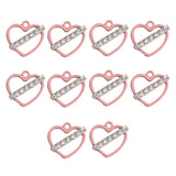 Maxbell 10 Pieces Pink Heart Shape Alloy Rhinestone Pendant Charms DIY Jewelry Findings