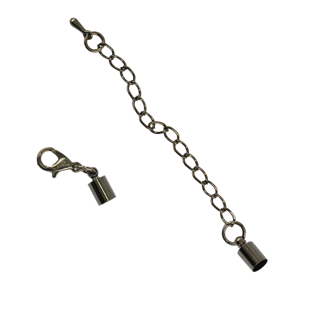 Maxbell 12 Set Lobster Clasp Extender Chain 5mm Crimp Tube Bell Ends Set Jet Black
