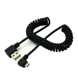 Maxbell 90 Degree Angle USB 2.0 Male to 90 Degree Right Angle Micro USB 5 Pin Male Charge and Sync Coiled Spiral Cable