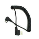 Maxbell 90 Degree Angle USB 2.0 Male to 90 Degree Right Angle Micro USB 5 Pin Male Charge and Sync Coiled Spiral Cable