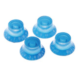 Maxbell Acrylic Volume Tone Knobs Cap with White Letter Musical Instrument Parts for LP Guitar 4pcs/Pack Blue