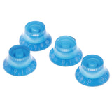 Maxbell Acrylic Volume Tone Knobs Cap with White Letter Musical Instrument Parts for LP Guitar 4pcs/Pack Blue