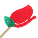 Maxbell 10pcs Christmas Red Fabric Rose Flower Leaves Cake Topper Cupcake Picks Wedding Celebration Party Accessories