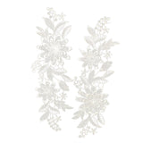 Maxbell 1 Pair White Flower Lace Trims Embroidery Sewing Bridal Dress Appliques DIY