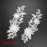 Maxbell 1 Pair White Flower Lace Trims Embroidery Sewing Bridal Dress Appliques DIY