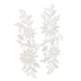 Maxbell 1 Pair White Flower Lace Trims Embroidery Sewing Bridal Dress Appliques DIY