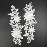 Maxbell 1 Pair White Flower Lace Trims Embroidery Sewing Bridal Dress Appliques DIY