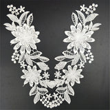 Maxbell 1 Pair White Flower Lace Trims Embroidery Sewing Bridal Dress Appliques DIY