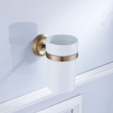 Maxbell Bathroom Wall Mounted Brass Toilet Clean Brush Holder with Ceramic Cup Set