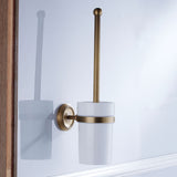 Maxbell Bathroom Wall Mounted Brass Toilet Clean Brush Holder with Ceramic Cup Set